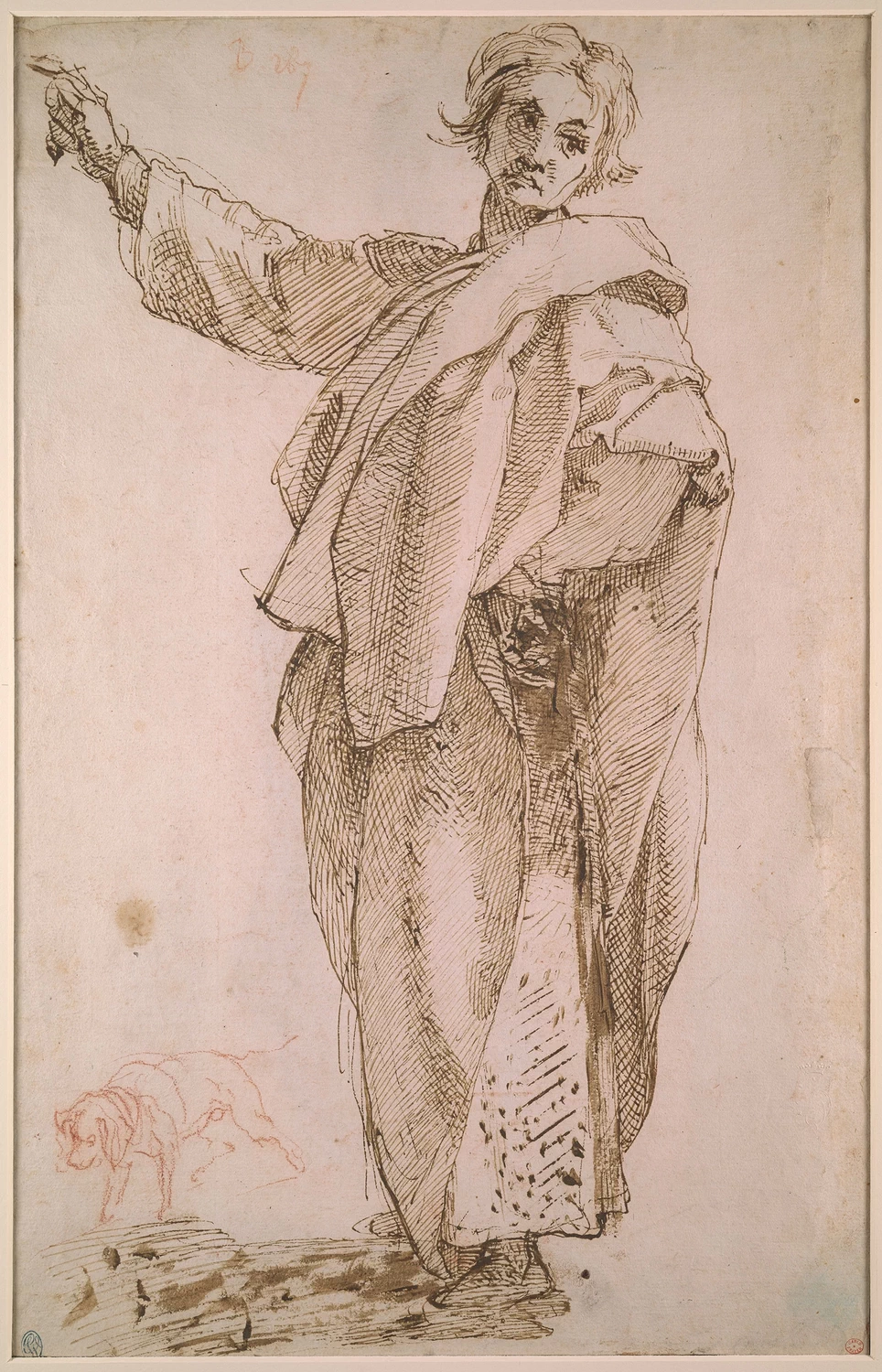 Uomo in piedi drappeggiato